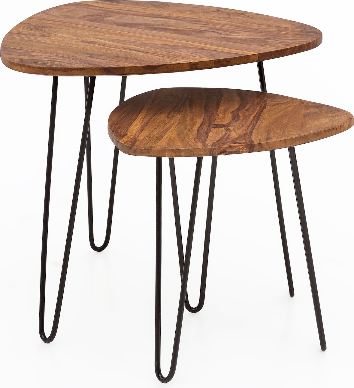Design Satztisch WL5.659 Sheesham Metall Beistelltisch 2er Set Klein ...