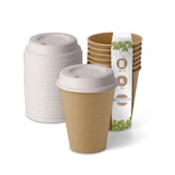 thumbnail of BIOZOYG 100 Stück Kaffeebecher mit passenden Pappdeckeln 250ml / 10oz Einwegbecher Pappbecher Kaffeetassen ungebleicht kompostierbar nachhaltig