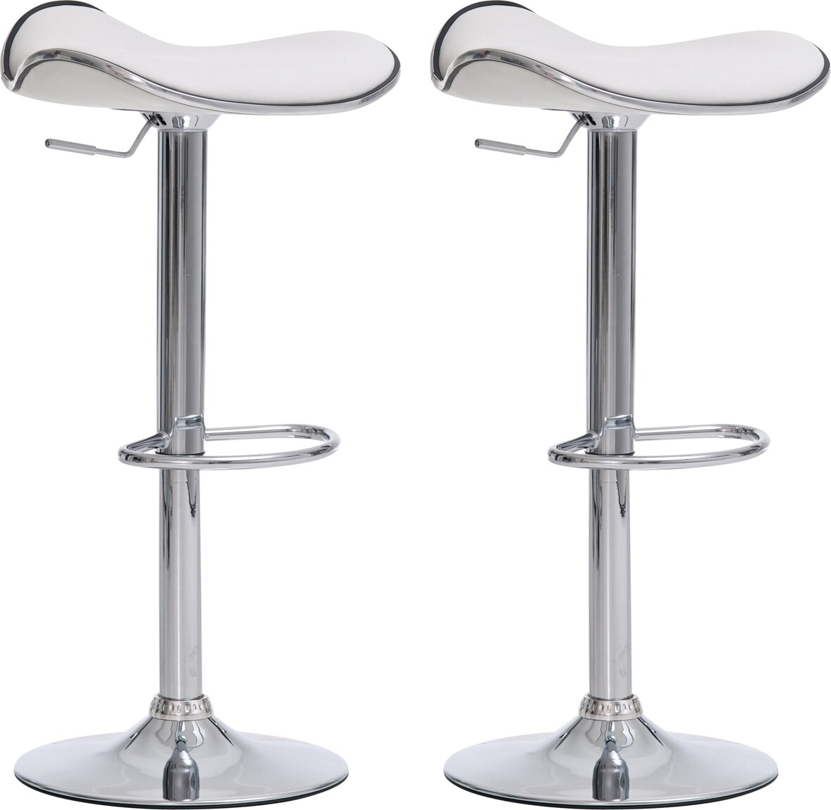 Décoshop26 - Set aus 2 weißen Barhockern aus Kunststoff mit verchromten Metallbeinen drehbar und höhenverstellbar TDB10307
