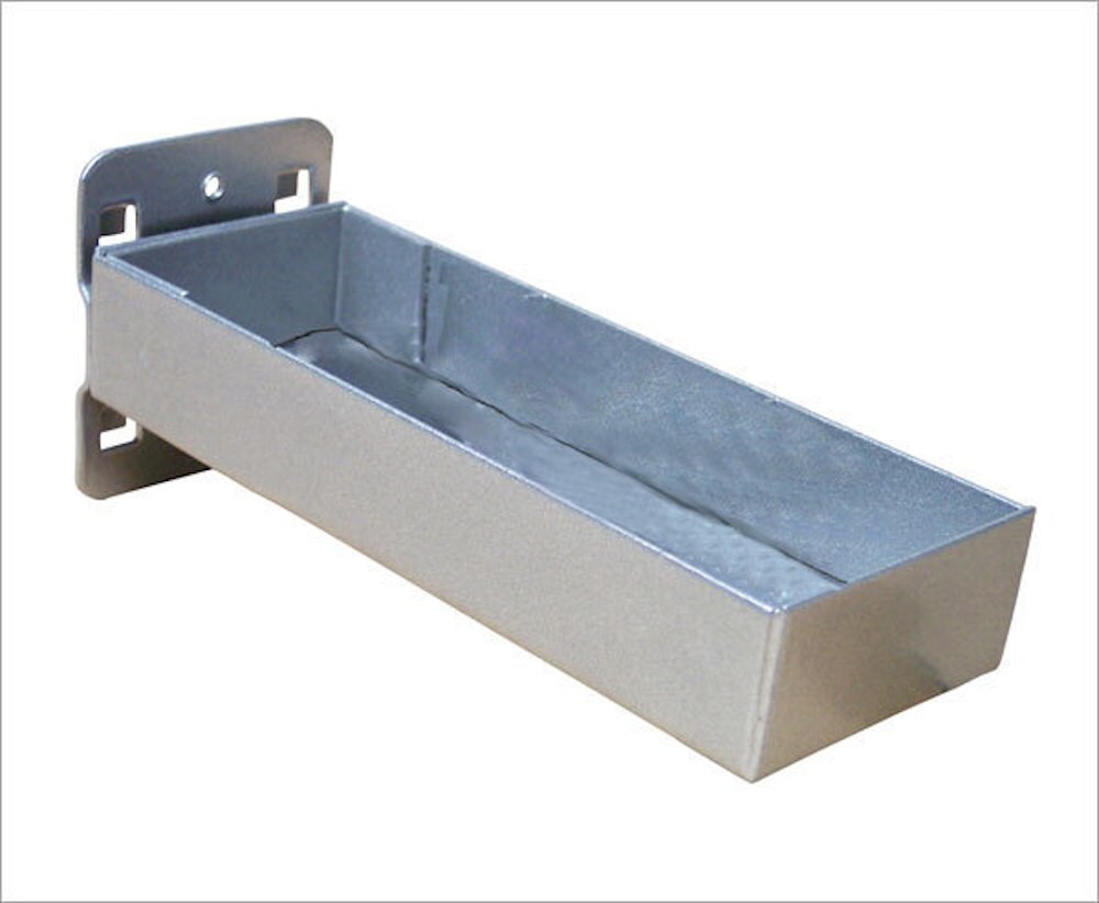 PROREGAL Kleinteileablage ohne Einteilung für Lochplatte | LxB 15x5,5cm | Weissaluminium