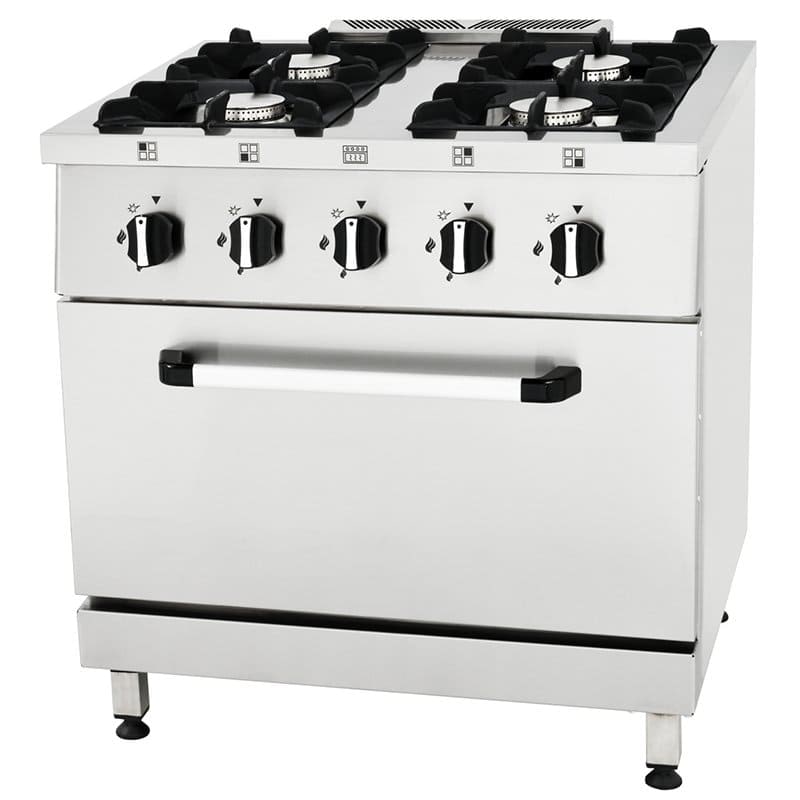 Cocina industrial de 4 quemadores con horno – Serie Magma