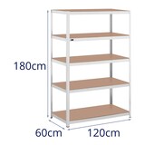 thumbnail of Helloshop26 - Estante metálica reforçada para oficina 120 x 60 x 180 cm suporta 5 x 150 kg armazenamento robusto de ferramentas 14_0005177