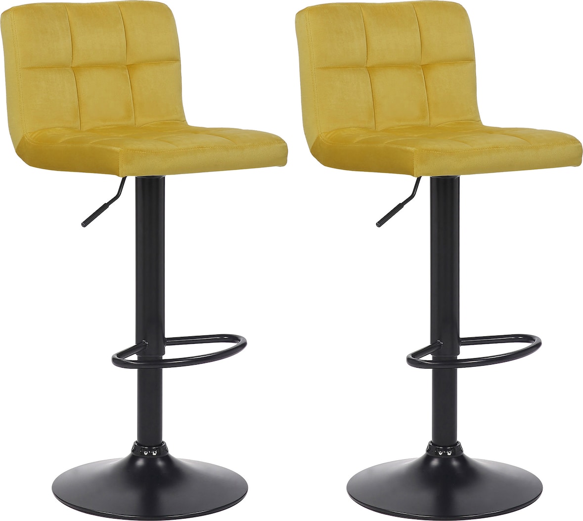 2er Set Barhocker RIVAN - Samt Gelb 40x40x85 cm | Barstuhl Mit Lehne Tresenhocker Tresenstuhl Kneipenhocker Kneipenstuhl