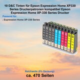 thumbnail of 10 D&C Tinten für Epson Expression Home XP330 Series Druckerpatronen kompatibel Epson Expression Home XP-330 Series Drucker