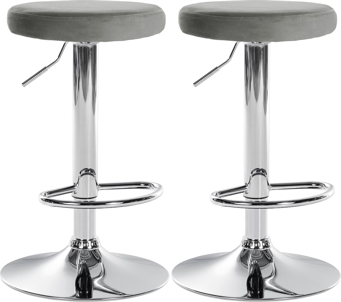 2er Set Barhocker Ponte Samt grau/Metall in Chromoptik