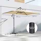 thumbnail of Outsunny parasol excéntrico 294x193 cm sombrilla de jardín con base cruzada y manivela impermeable protección UV sombrilla para terraza patio beige