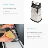 thumbnail of Intirilife Vierkantreibe aus Edelstahl mit rutschfestem Boden und Griff - 14 x 22.5 cm - Küchenreibe Hobel Käsereibe Zester