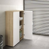 thumbnail of Dmora Armadio multiuso Plano, Mobile multiuso a 2 ante, Armadio portascarpe con 3 ripiani, Scarpiera moderna, 80x33h119 cm, Rovere e Bianco
