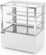 thumbnail of Romux® Kühlvitrine für Konditorei Quadratisch Standgerät 2 Böden Weiß 520 Liter Umluftkühlung | Kühlvitrine Gerade Glasscheiben