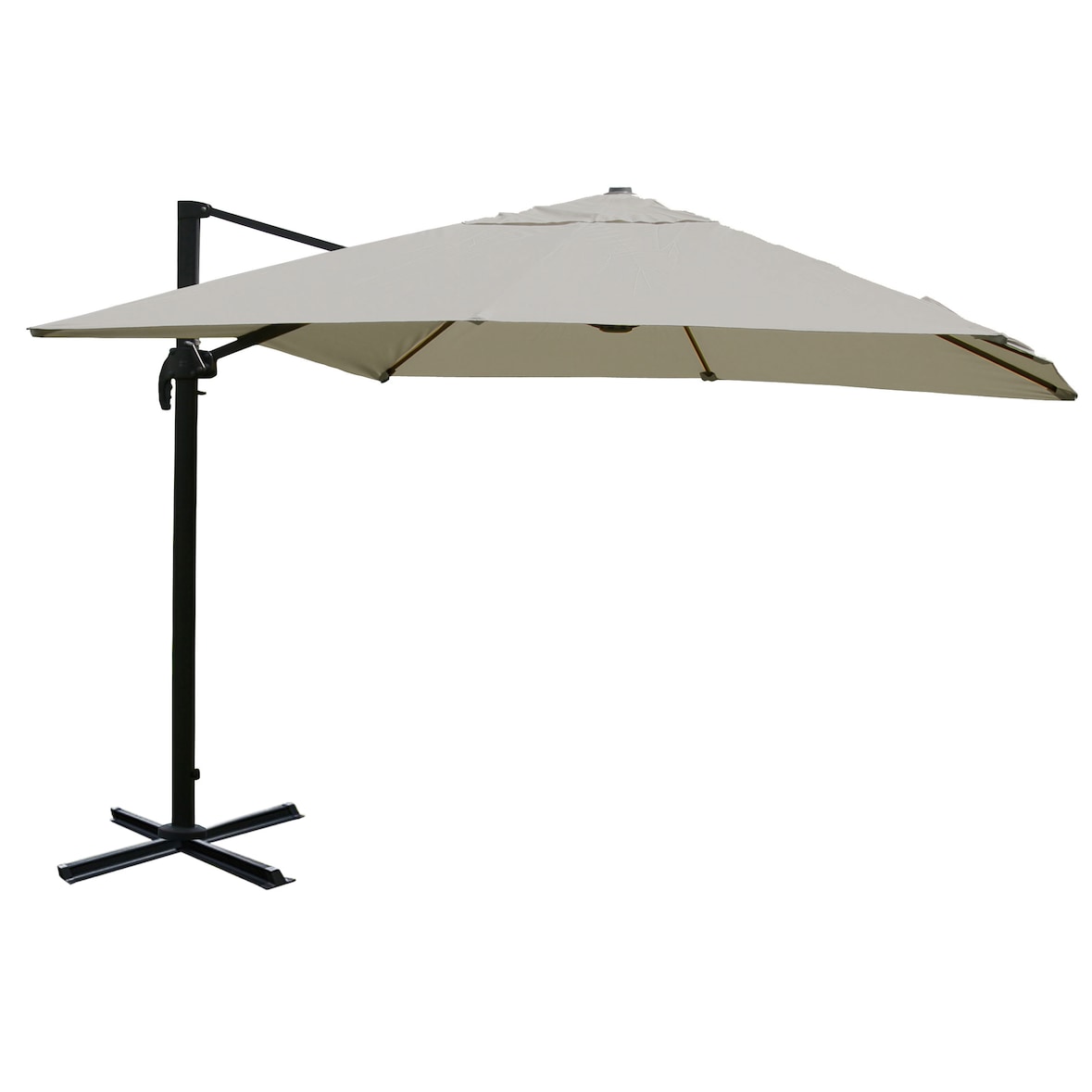 Gastronomie-Ampelschirm HWC-A96, 3x4m (Ø5m) Polyester Alu/Stahl 26kg ~ creme-grau ohne Ständer, drehbar