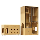 thumbnail of Katzenvilla Set 90x50x160 Katze Spielhaus Kratzbaum Kratzmöbel mit Katzentoilettenschrank 100x45x66 MDF Katzenmöbel Ahornholz für mehrere Katzen