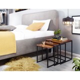 thumbnail of Satztisch 3er Set Sheesham Massivholz / Metall Beistelltisch Eckig Modern, Design Couchtisch 3-teilig, Wohnzimmertisch Platzsparend, Holztisch