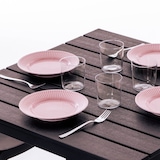 thumbnail of Table de jardin carrée 78x78 cm,structure en acier et plateau effet bois,style moderne pour jardin ou terrasse - GABRIEL - Moka