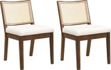 thumbnail of 2 Esszimmerstühle Massivholz Walnuss mit Rattanlehne und Leinenpolster