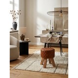 thumbnail of Sitzhocker Echtleder / Massivholz 35x46x35 cm Modern Fußhocker Rund, Turnbock Lederhocker Braun, Kleiner Hocker Gepolstert, Holzhocker mit