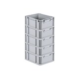 thumbnail of PROREGAL 5x Eurobox NextGen Grip mit Scharnierdeckel & blauen Verschlüssen | HxBxT 17x30x40cm | 16 Liter | Griffe geschlossen | Glatter Boden