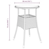 thumbnail of Mesa de jardín vidrio templado ratán sintético marrón Ø60x75 cm
