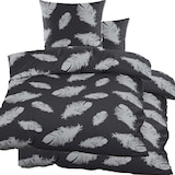 thumbnail of 4-TLG. Biber Winter Bettwäsche 2X (135 x 200 + 80x80 cm), dunkelgrau Silber, Federn, Baumwoll Mischgewebe