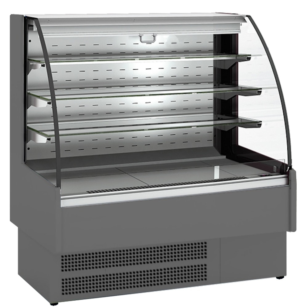 Open gekoelde wandkoeler zwart, 3 legplanken 4 niveaus - 1300x730x1380 mm - 1670 W 230/1V - 24613137 Eurast