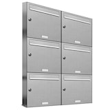thumbnail of AL Briefkastensysteme 6 Fächer Premium Edelstahl Wand Briefkasten Anlage für Post A4, modern, robust und wetterfest, Artikelnummer: 331V6EA2
