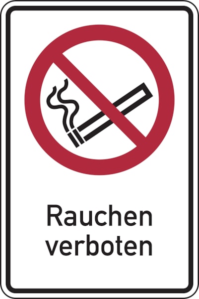 Verbotsschild, Kombischild, Rauchen verboten - ASR A1.3 (DIN EN ISO 7010) - 100x150 mm Folie selbstklebend