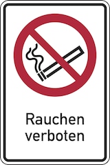 thumbnail of Verbotsschild, Kombischild, Rauchen verboten - ASR A1.3 (DIN EN ISO 7010) - 100x150 mm Folie selbstklebend