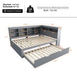 thumbnail of Schlafsofa 140x200 cm aus Massivholz mit USB-Steckdose und Stauraum – Multifunktionales Design in Grau für zimmer