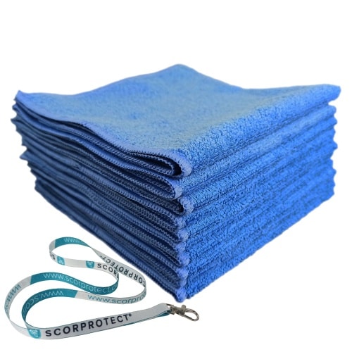 Scorprotect 10x Mikrofasertuch 40x40 cm 300 GSM Blau + Schlüsselband
