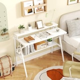 thumbnail of COSTWAY Mesa com Suporte para Monitor, 100 x 50 cm, Pequena Mesa de Computador, Mesa para PC com Prateleira, Gancho e Estrutura de Metal