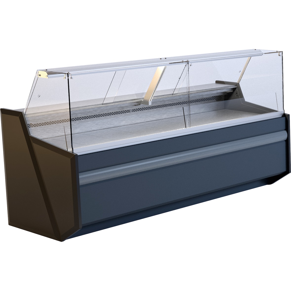 Freikühltheke Nika Pro 1307 mit Rückschiebescheiben und Glasetage