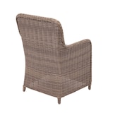 thumbnail of 2er-Set Poly-Rattan Stuhl HWC-E98, Rattanstuhl Gartenstuhl Korbsessel, Spun Poly halbrundes Rattan MVG beige Kissen grau