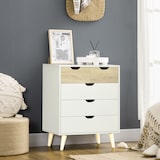 thumbnail of HOMCOM cómoda con 5 cajones y patas elevadas cajonera de armario para dormitorio salón estudio estilo moderno antivuelco 60x40x77,5cm natural y blanco