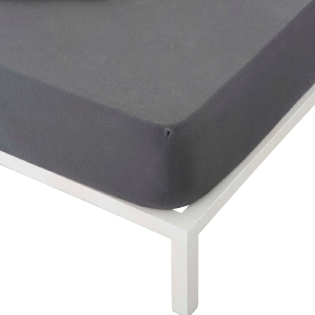 Lençol justo 135 tecido elástico jersey de algodão extra macio fabricado na Espanha Elba Dark Grey/Gris Oscuro Naturals