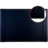 thumbnail of Schreibunterlage, Kunstleder, schwarz, 63 x 42 cm, 2 seitliche Laschen, Rückseite aus schwarzem Velourfutter