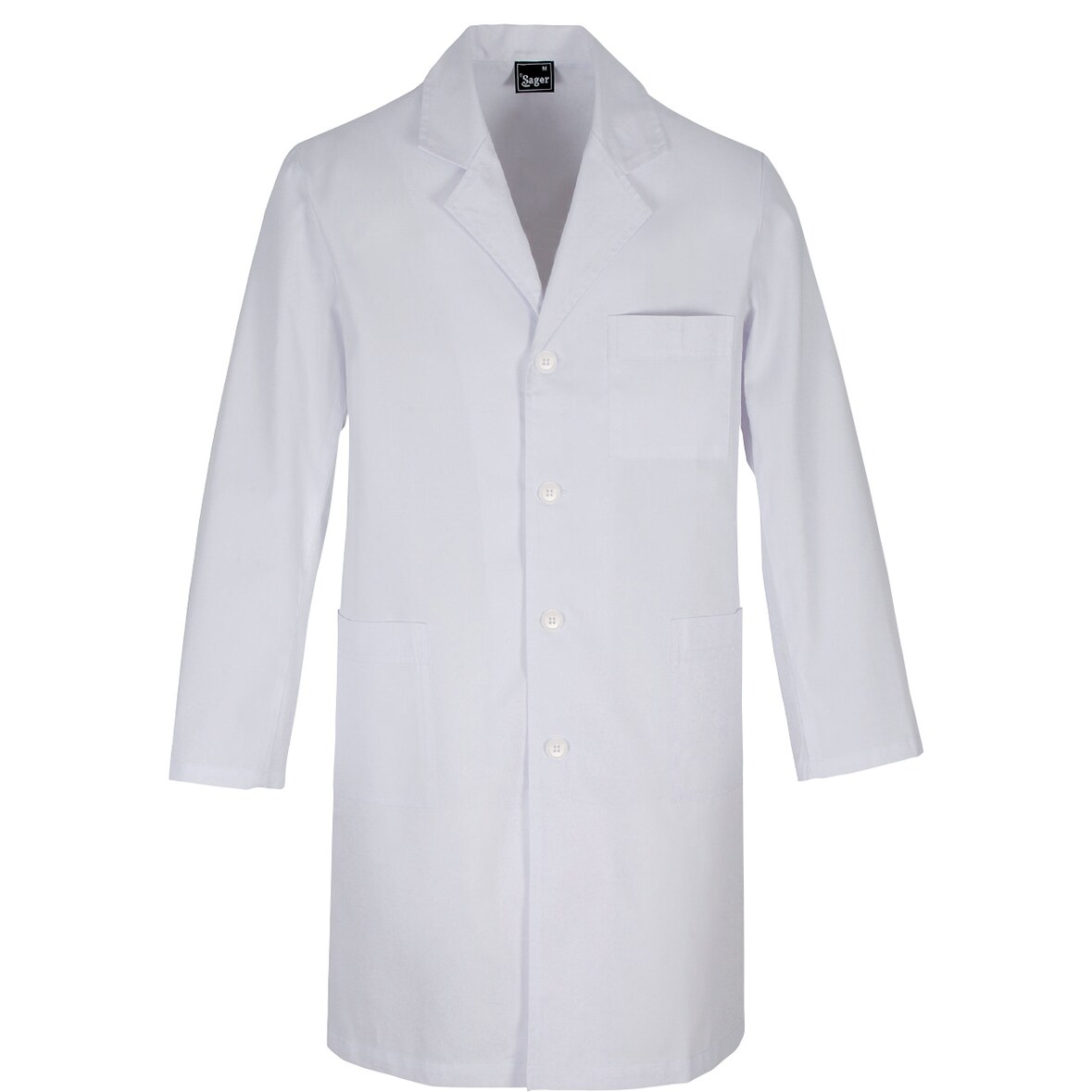 SAGER - Bata hombre, manga larga y 3 bolsillos con tapeta -3XL-Hombre-Blanco