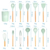thumbnail of Intirilife 12-teiliges Küchenutensilien Set Silikon in Mint Grün - 12.5 x 32.5 cm - Kochbesteck mit Zange Schneebesen Pfannenwender Pinsel Schöpfkelle