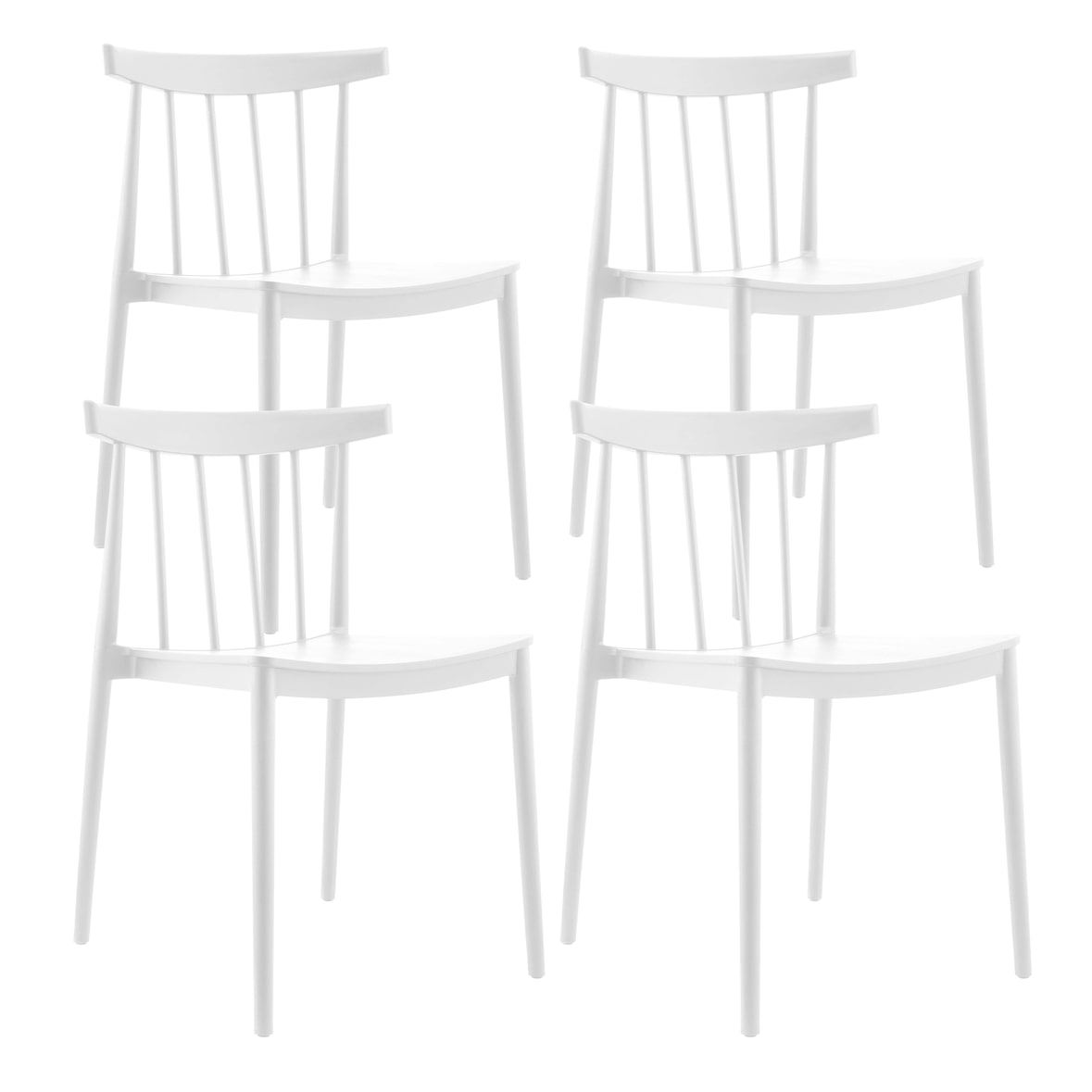 Lot de 4 chaises de terrasse blanc en plastique