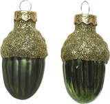 thumbnail of 12 Glas Eicheln 4cm Christbaumschmuck Weihnachtskugeln Zapfen Nüsse dunkelgrün
