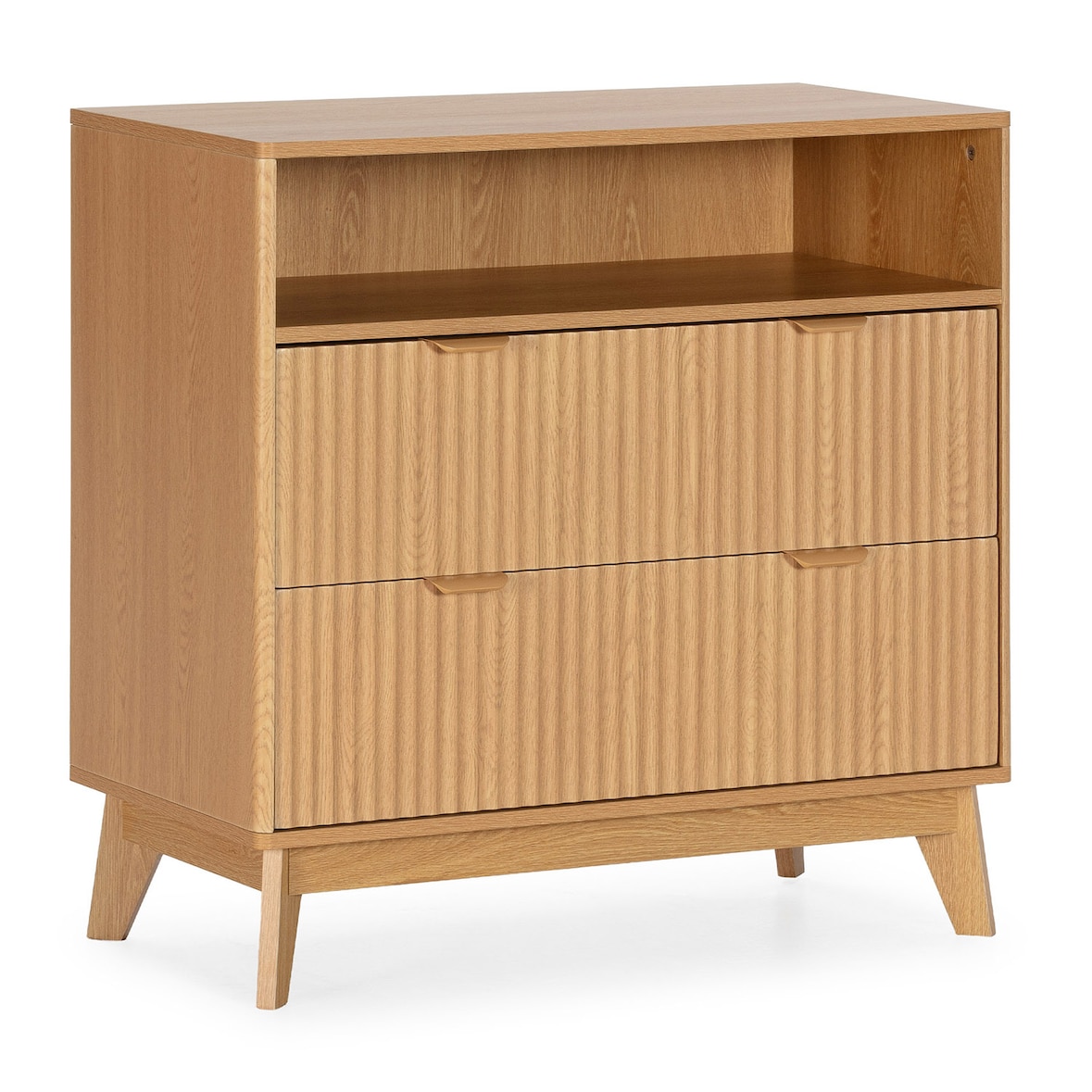 Commode Oporto 2 tiroirs 1 étagère effet Chêne