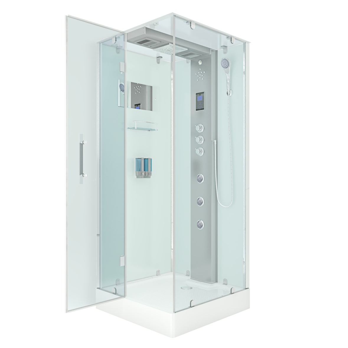 Duschkabine Komplettdusche Fertigdusche Dusche D38-10L1 90x90 cm ohne 2K Scheiben Versiegelung