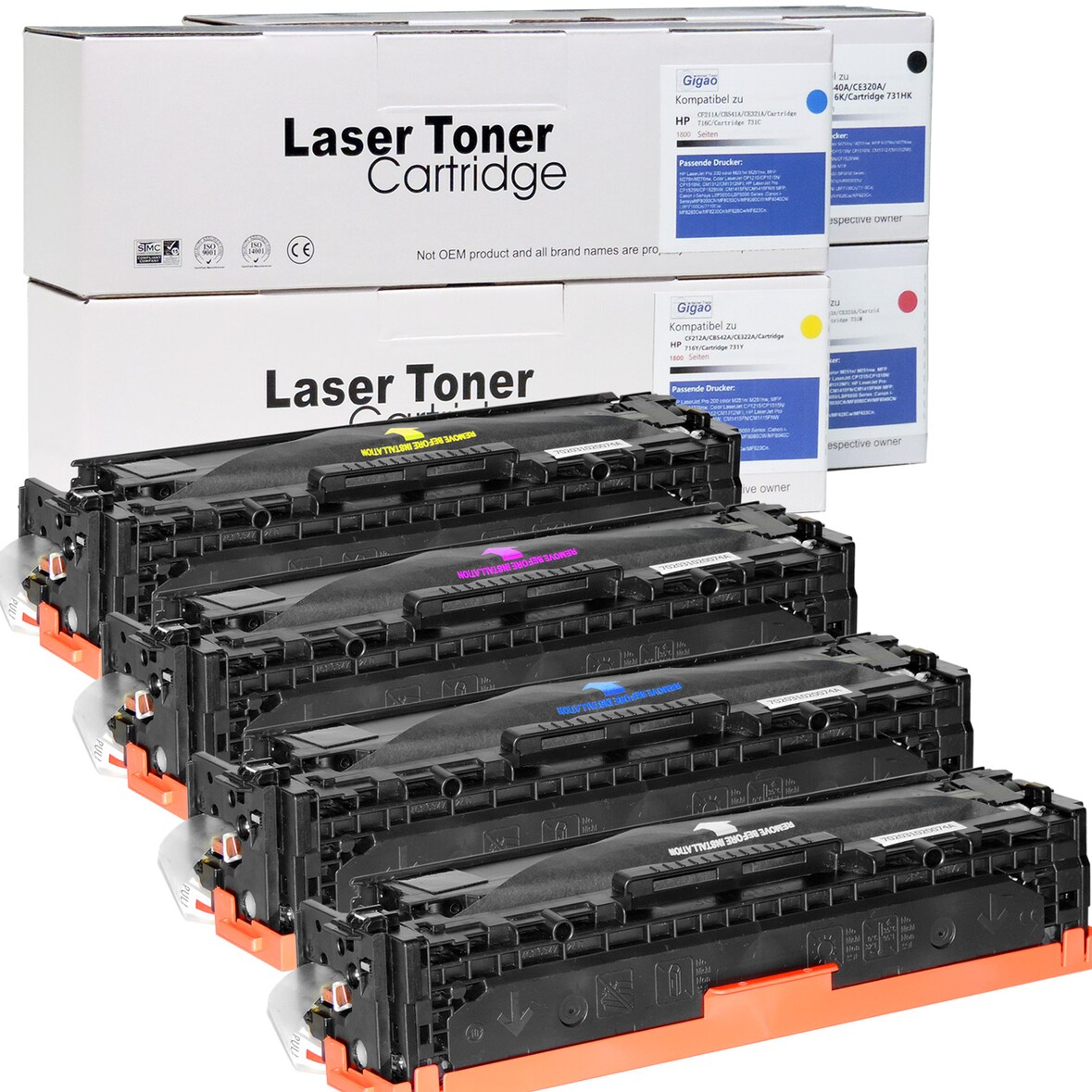 D&C Toner-Set CMYK für HP LaserJet Pro 200 color M251n - Kompatibel CF210X/CF211A/CF212A/CF213A