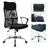 thumbnail of DASCK – Sedia da Ufficio Ergonomica con Schienale in Rete, Altezza Regolabile e Ruote Girevoli a 360° – Base Cromata e Braccioli Fissi