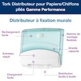 thumbnail of Tork Einzeltuchspender Weiß und Türkis W4, Wandmontage, Performance Linie, 654000