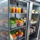 thumbnail of Romux® Kühlschrank mit 2 Tür 134 cm mit Umluftkühlung | Gastro Kühlschrank aus Edelstahl mit 1200 L Kapazität - 3 Einlegeböden und 400 W