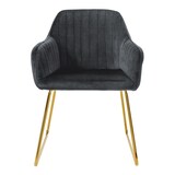 thumbnail of ML-Design – Esszimmerstühle 6er Set Grau | Samt Sitzfläche, Rücken- & Armlehnen, Goldbeine, ergonomische Esszimmer- & Küchenstühle