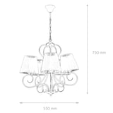 thumbnail of Licht-Erlebnisse Kronleuchter Landhaus ABUELA Stoff gemütlich 5-flammig Hängeleuchte Esstisch Wohnzimmer, LK1/4/0203