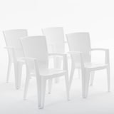 thumbnail of Set de 4 chaises monobloc en polypropylène avec fibre de verre, effet rotin, empilables pour extérieur et jardin, bar et restaurant - Diana - Blanc