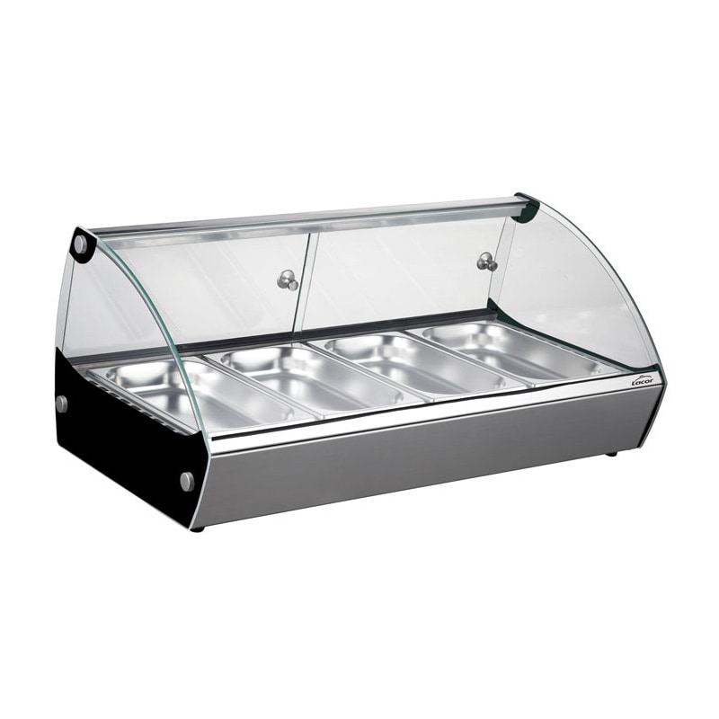 Lacor vitrina térmica de cristal y acero inoxidable para barra 500 W, 4xGN1/3