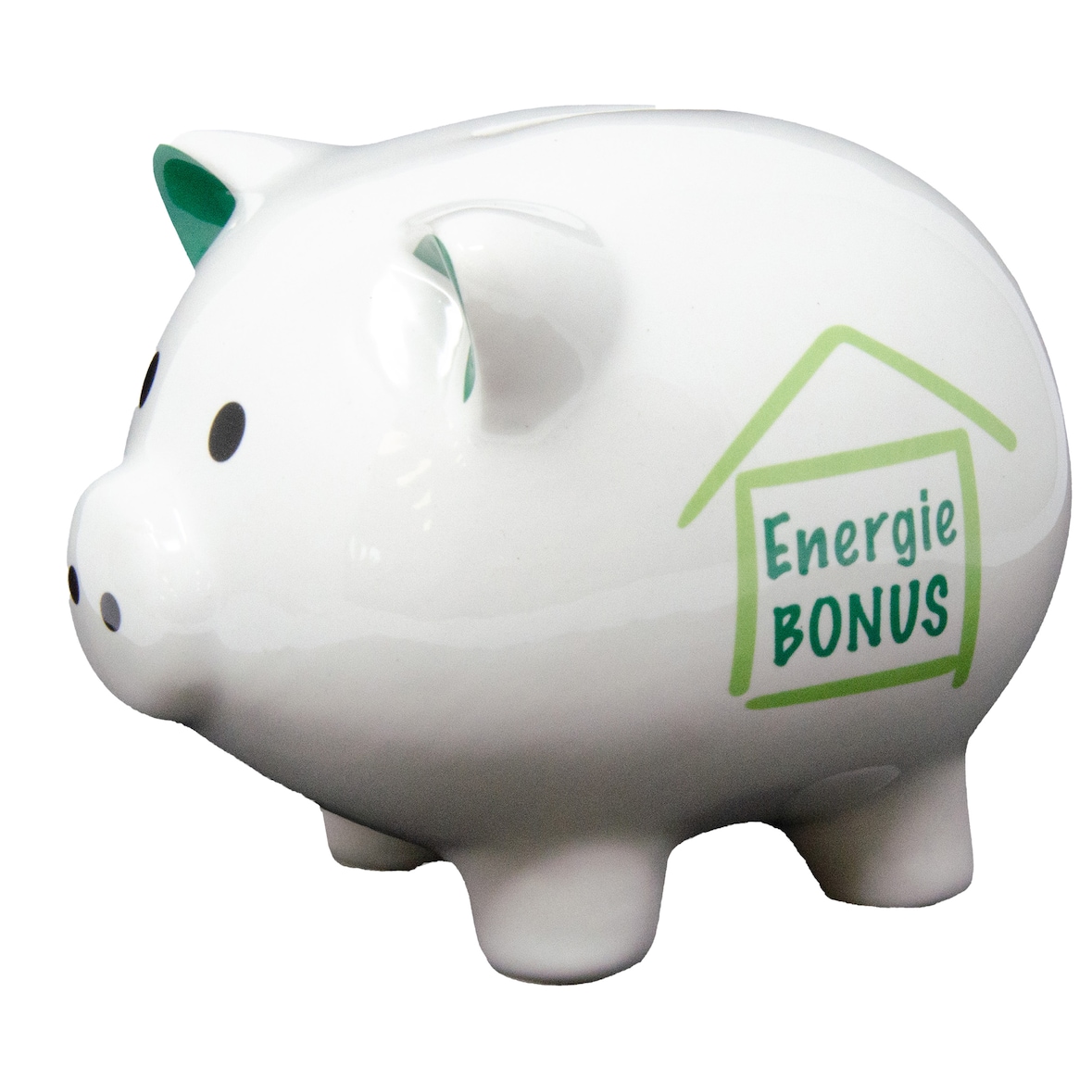 Charmantes Sparschwein aus Dolomit mit Energiebonus Aufdruck