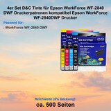 thumbnail of 4er Set D&C Tinte für Epson WorkForce WF-2840 DWF Druckerpatronen kompatibel WF-2840DWF Drucker